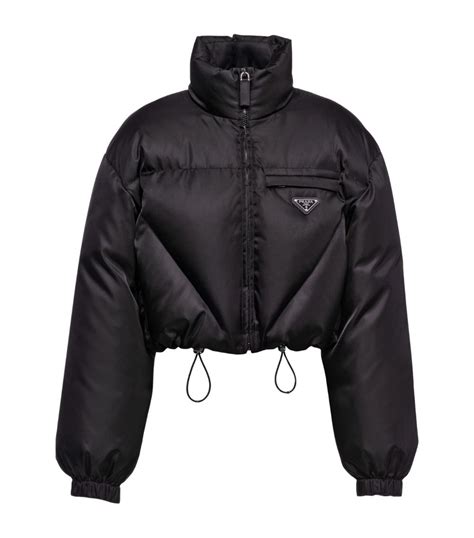 nylon jacket prada|prada black cropped puffer jacket.